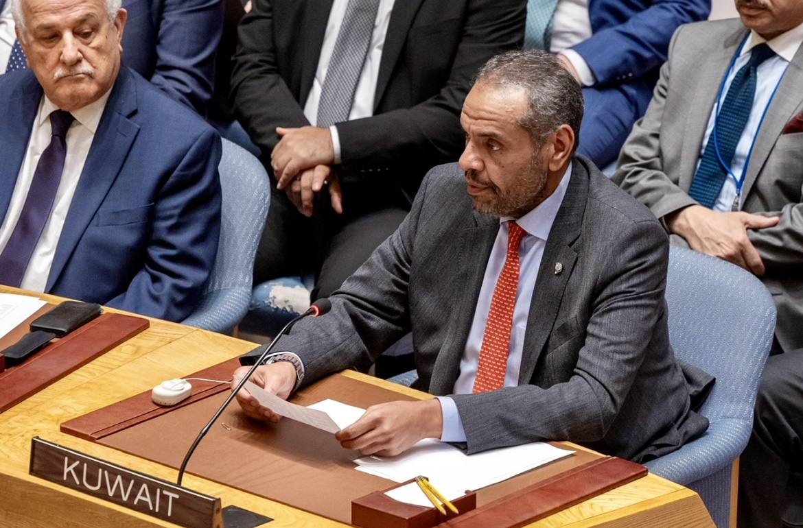 موقف دولة الكويت في جلسة أعمال مجلس الأمن الخاصة بالحالة في الشرق الأوسط وتطورات القضية الفلسطينية: